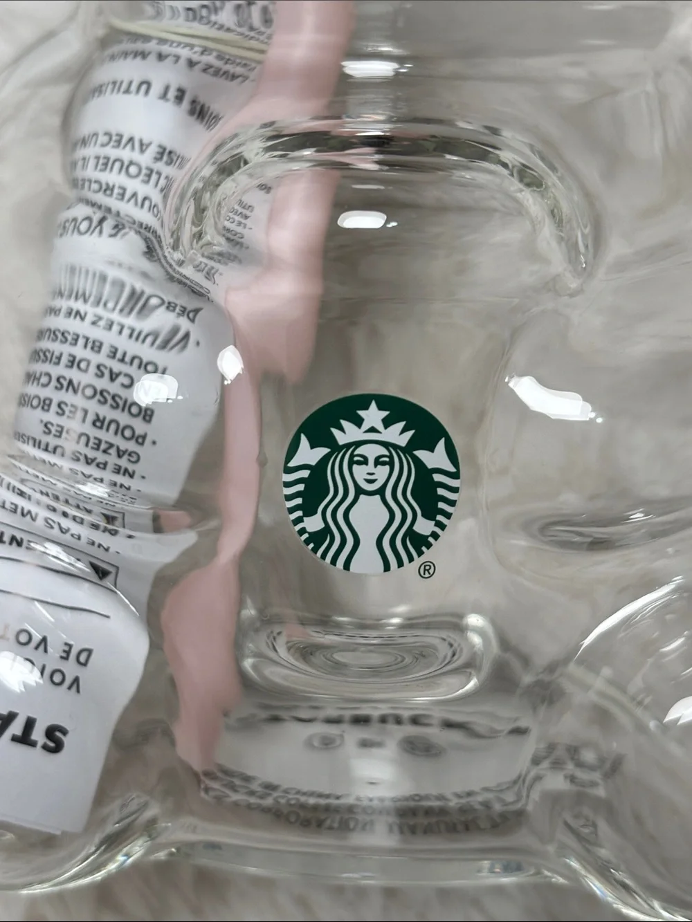 Authentic Starbucks Bearista Bear Glass Pink Drink Strawberry Cup 20 oz. Limited